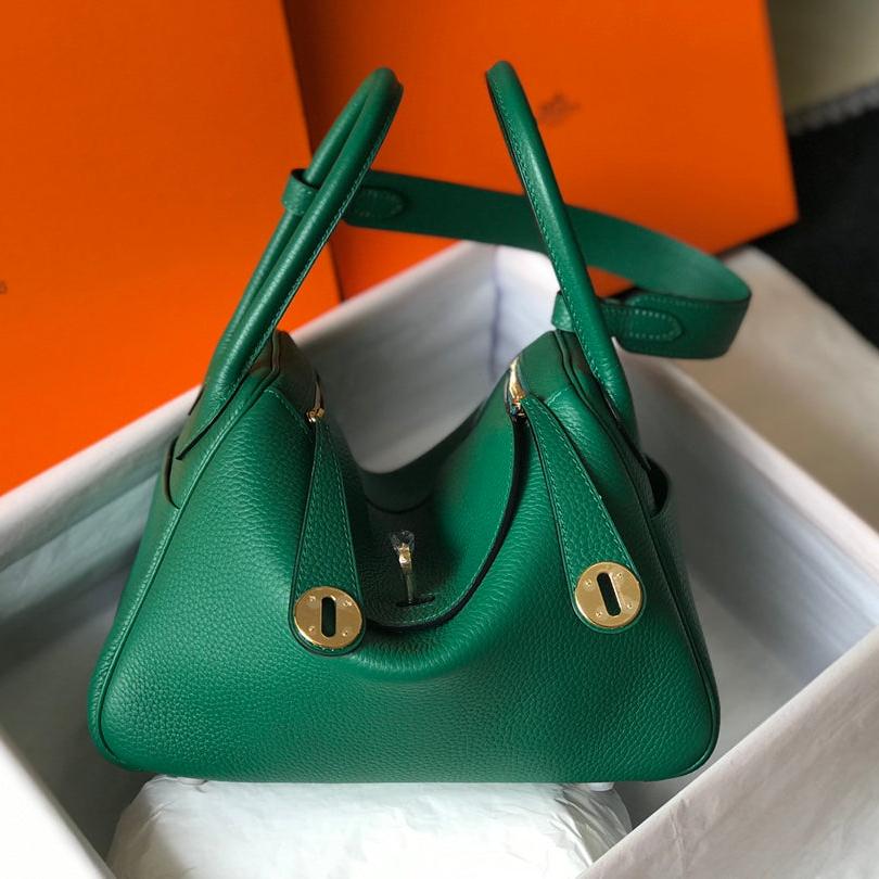SAC HM LINDY 30 CUIR TAURILLON CLEMENCE VERT CASTLETON