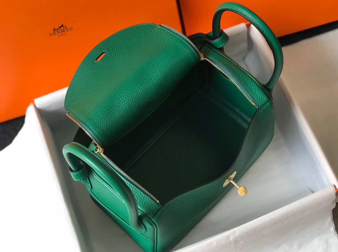 SAC HM LINDY 30 CUIR TAURILLON CLEMENCE VERT CASTLETON