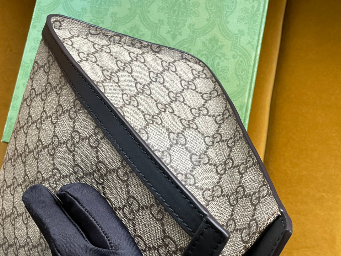 Grand sac bandoulière GG PADLOCK 35 en toile beige et cuir de veau noir