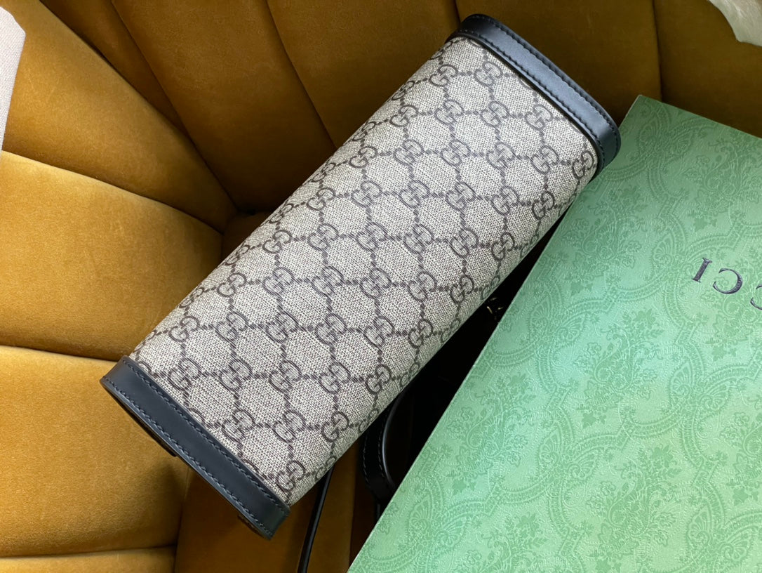 SAC À BANDOULIÈRE GG PADLOCK MOYEN 26 EN TOILE BEIGE ET CUIR DE VEAU NOIR