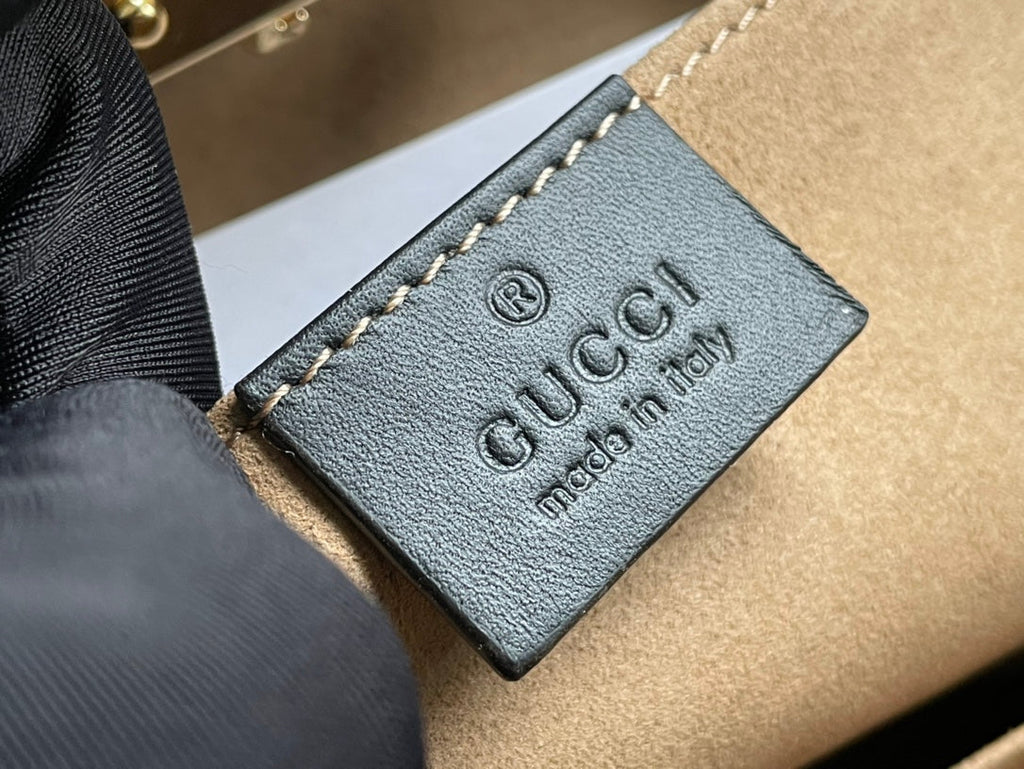 SAC À BANDOULIÈRE GG PADLOCK MOYEN 26 EN TOILE BEIGE ET CUIR DE VEAU NOIR