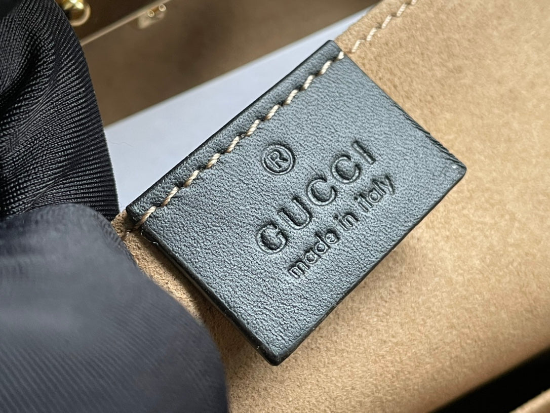 SAC À BANDOULIÈRE GG PADLOCK MOYEN 26 EN TOILE BEIGE ET CUIR DE VEAU NOIR
