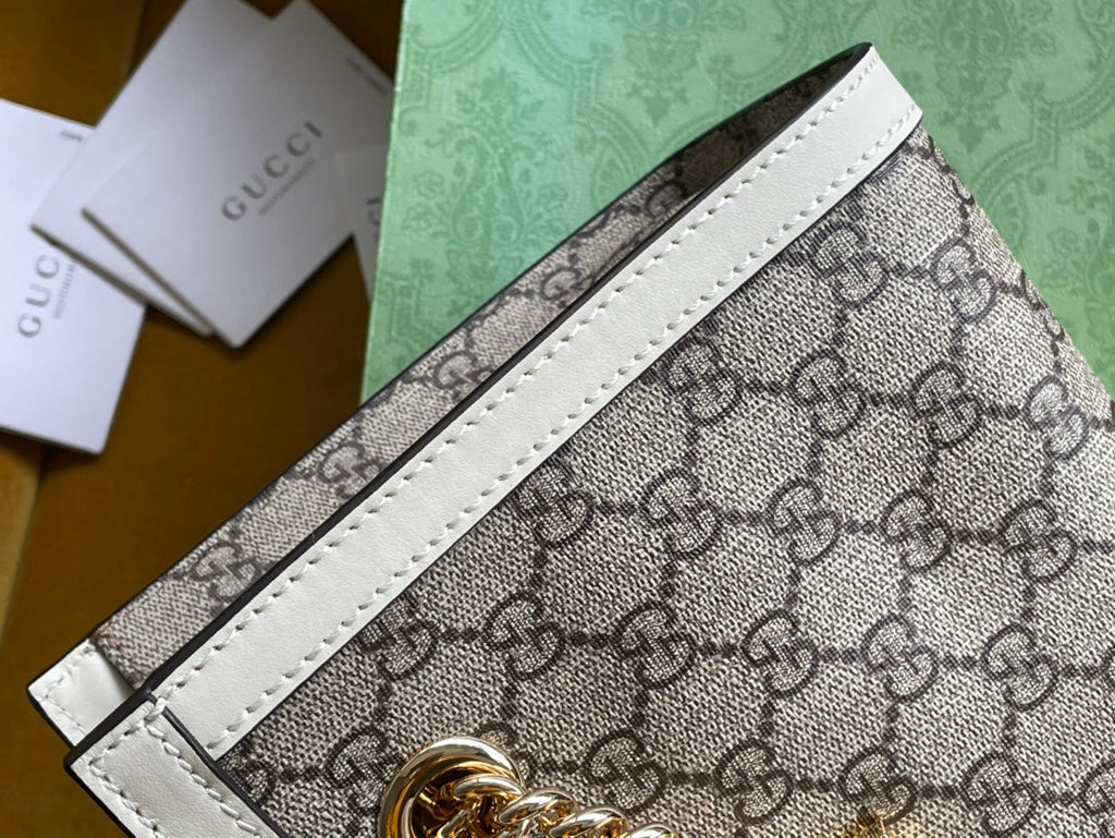 SAC À BANDOULIÈRE GG PADLOCK MOYEN 26 EN TOILE BEIGE ET CUIR DE VEAU BLANC