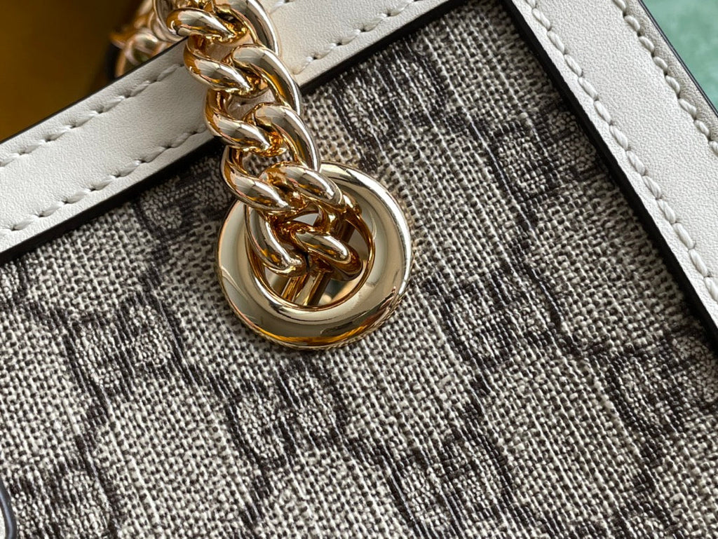 SAC À BANDOULIÈRE GG PADLOCK MOYEN 26 EN TOILE BEIGE ET CUIR DE VEAU BLANC