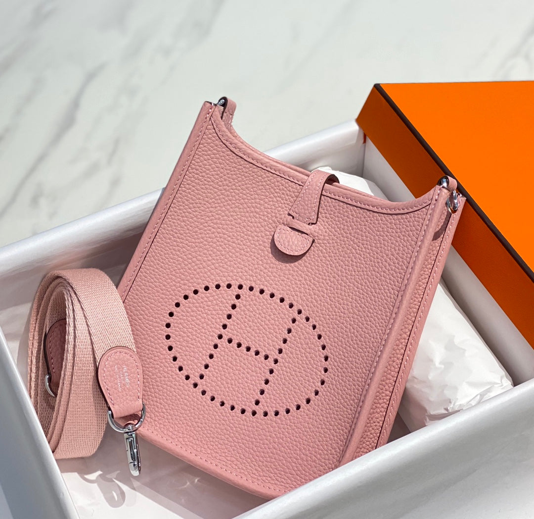 MINI EVELYNE 18CM ROSE TOGO QUINCAILLERIE ARGENTÉE
