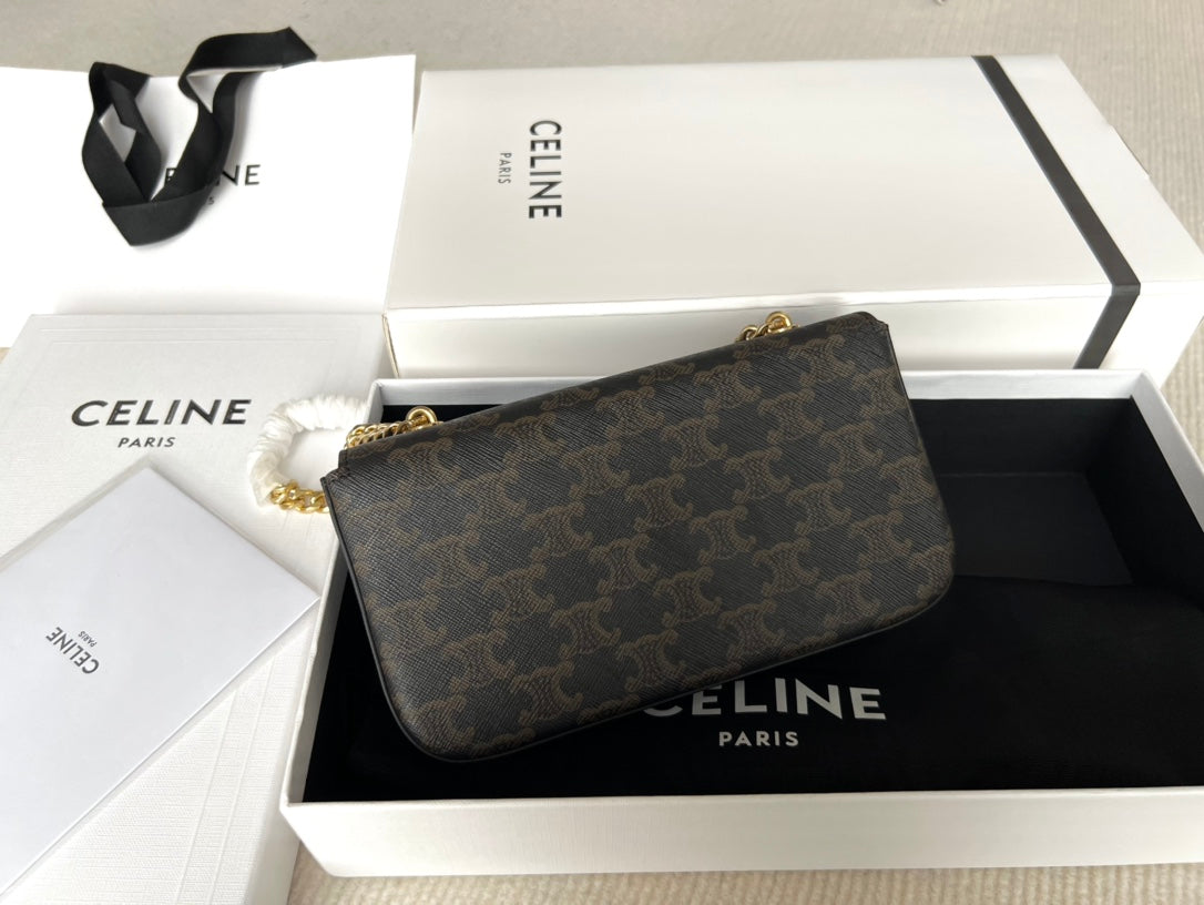 SAC À BANDOULIÈRE CHAÎNE EN CUIR DE VACHE À MOTIF NOIR TRIPHOME 20