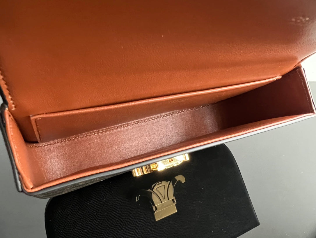 SAC À BANDOULIÈRE CHAÎNE EN CUIR DE VACHE À MOTIF NOIR TRIPHOME 20