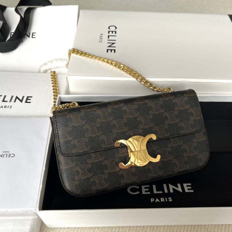 SAC À BANDOULIÈRE CHAÎNE EN CUIR DE VACHE À MOTIF NOIR TRIPHOME 20