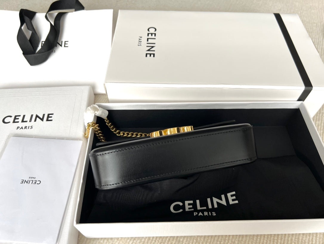 SAC À BANDOULIÈRE CHAÎNE EN CUIR DE VACHE NOIR TRIPHOME 20