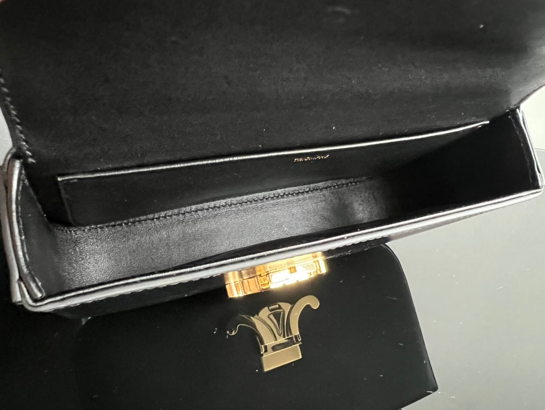 SAC À BANDOULIÈRE CHAÎNE EN CUIR DE VACHE NOIR TRIPHOME 20
