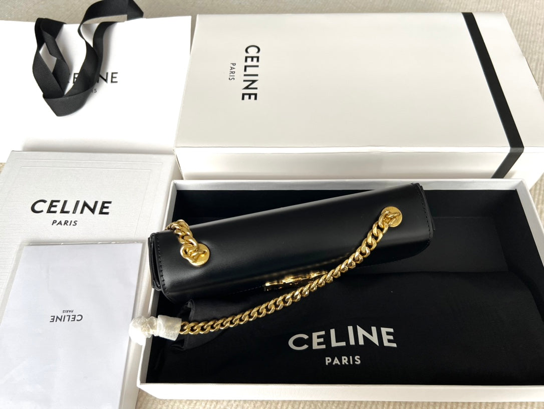 SAC À BANDOULIÈRE CHAÎNE EN CUIR DE VACHE NOIR TRIPHOME 20