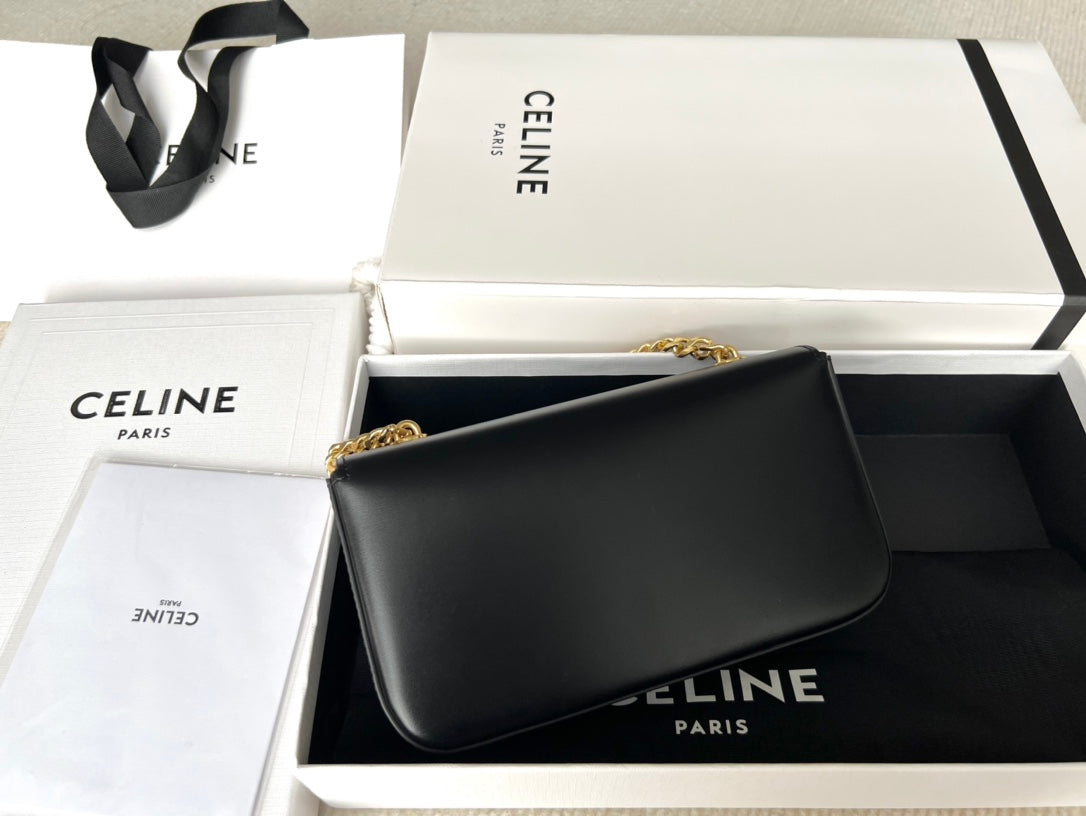 SAC À BANDOULIÈRE CHAÎNE EN CUIR DE VACHE NOIR TRIPHOME 20