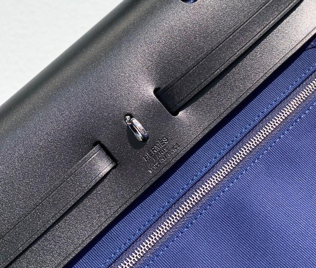 ハーブバッグ 31 トワル ブルー キャンバス ブラック 牛革