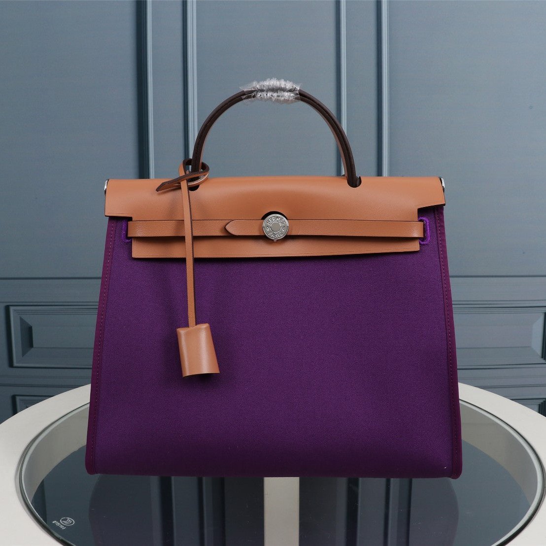 HM HERBAG ZIP 31 TOILE VIOLET ET CUIVRE