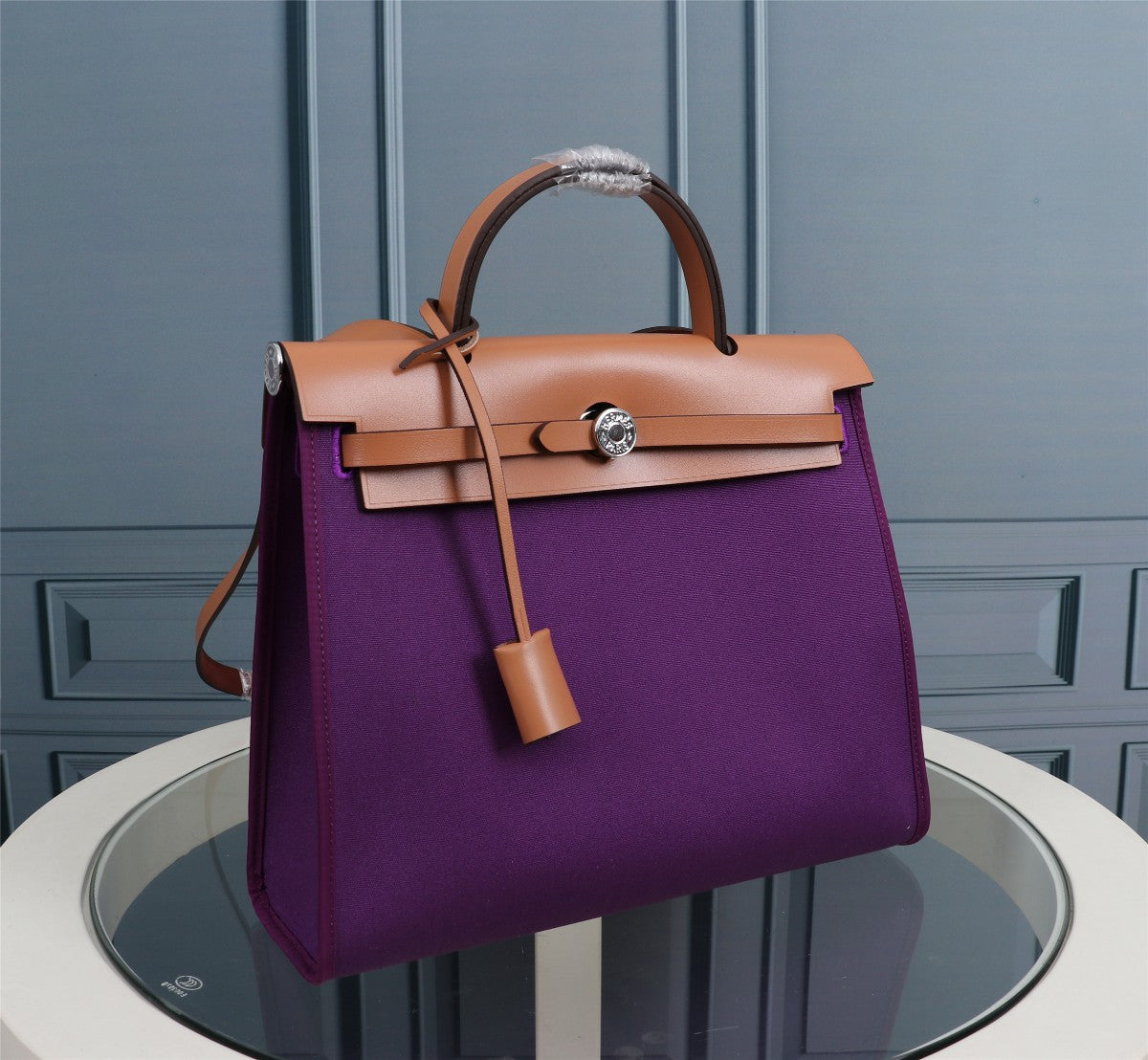HM HERBAG ZIP 31 TOILE VIOLET ET CUIVRE