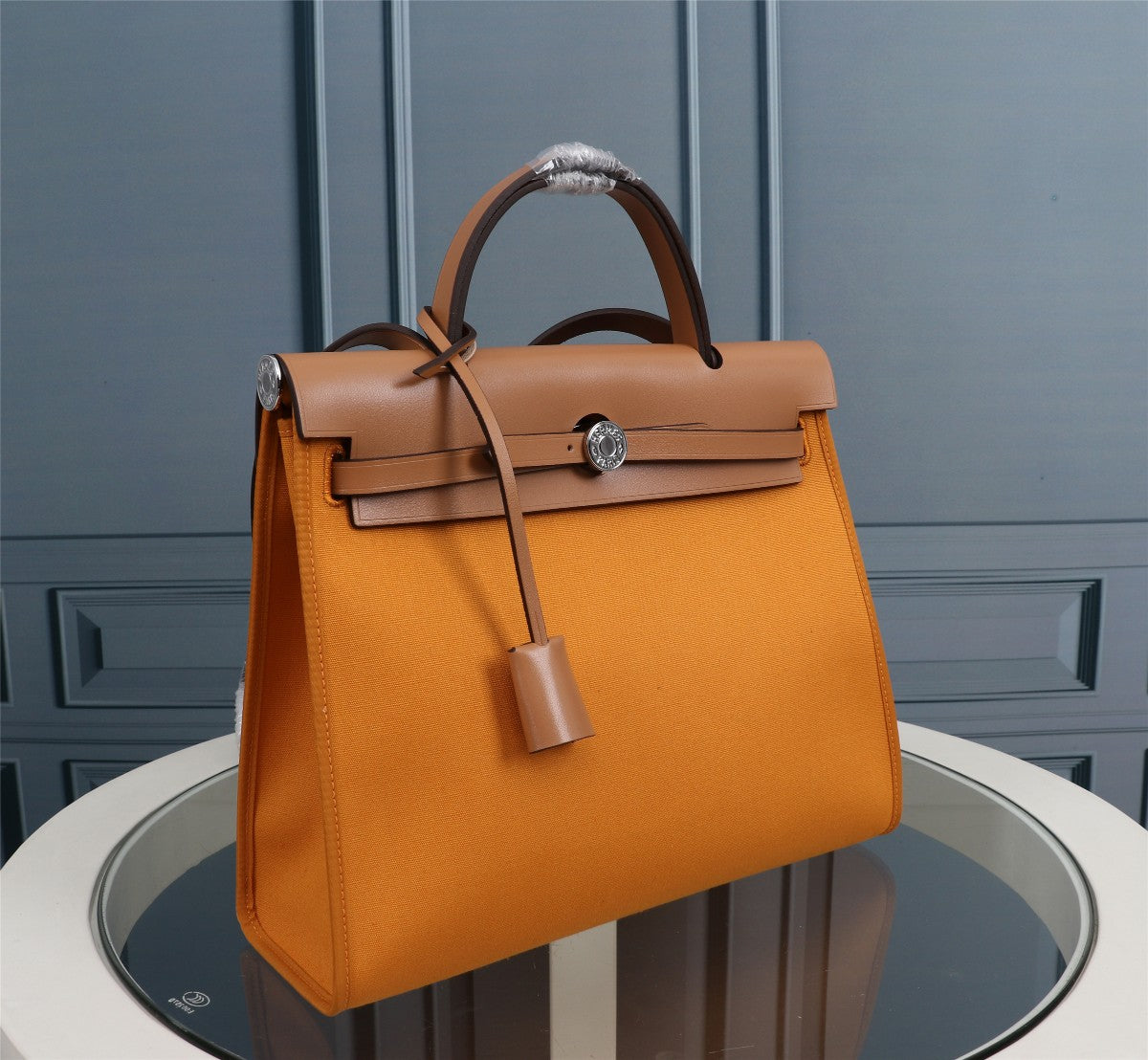 HM HERBAG ZIP 31 TOILE CAROTTE ET CUIVRE