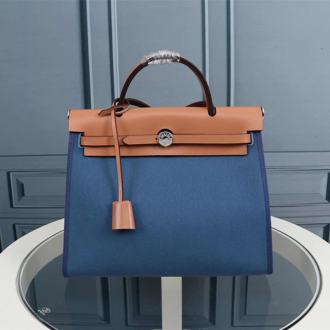 HM HERBAG ZIP 31 TOILE ÉGÉE ET CUIVRE