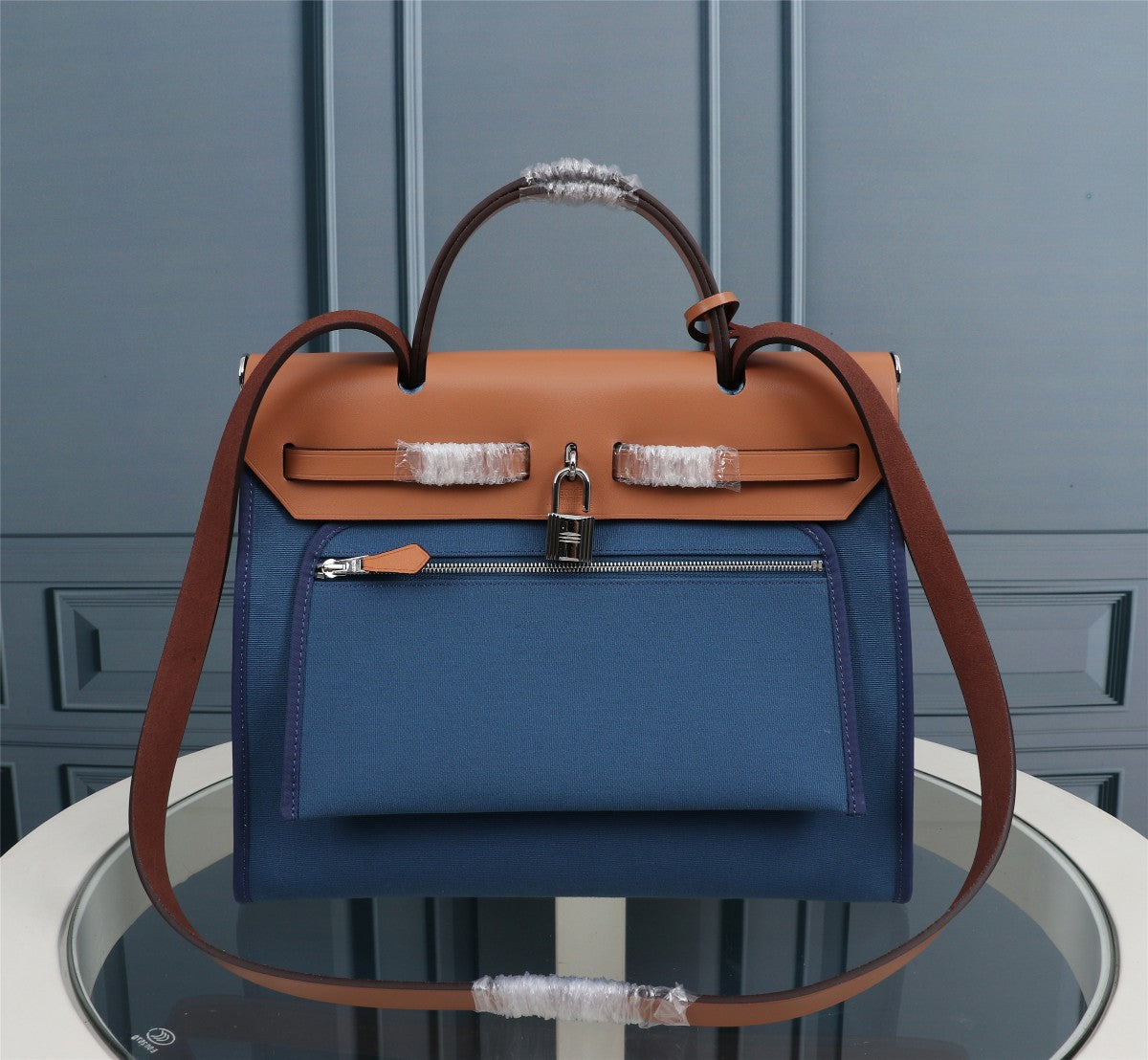 HM HERBAG ZIP 31 TOILE ÉGÉE ET CUIVRE