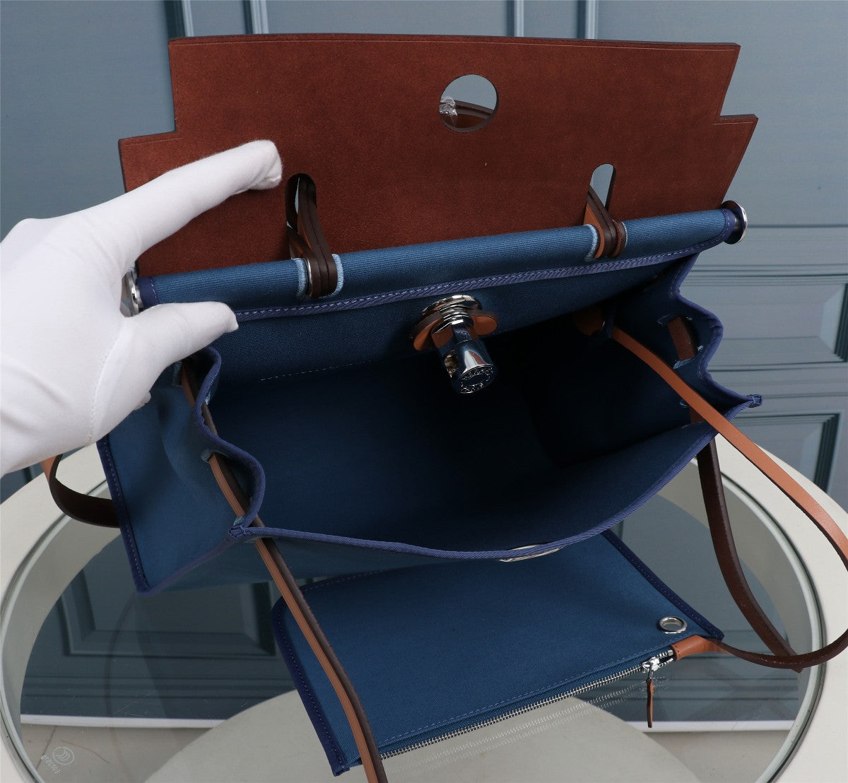 HM HERBAG ZIP 31 TOILE ÉGÉE ET CUIVRE