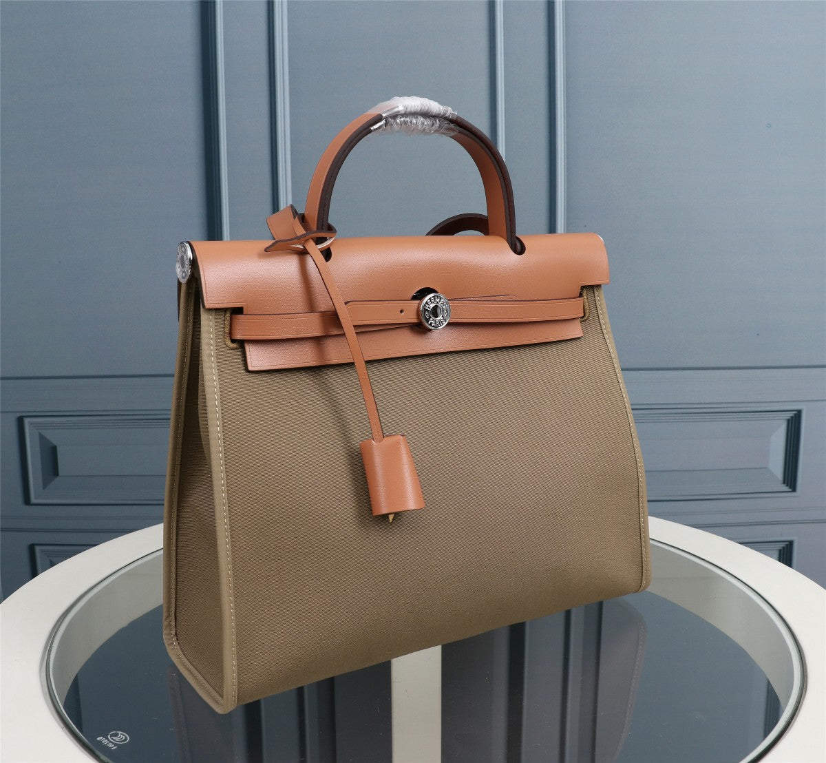 HM HERBAG ZIP 31 TOILE OLIVE ET BRONZE