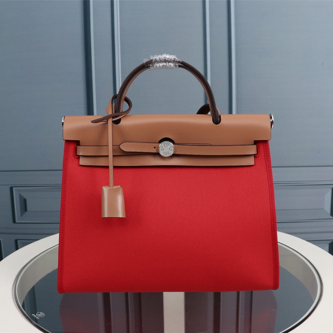 HM HERBAG ZIP 31 TOILE ROUGE ET CIDRE