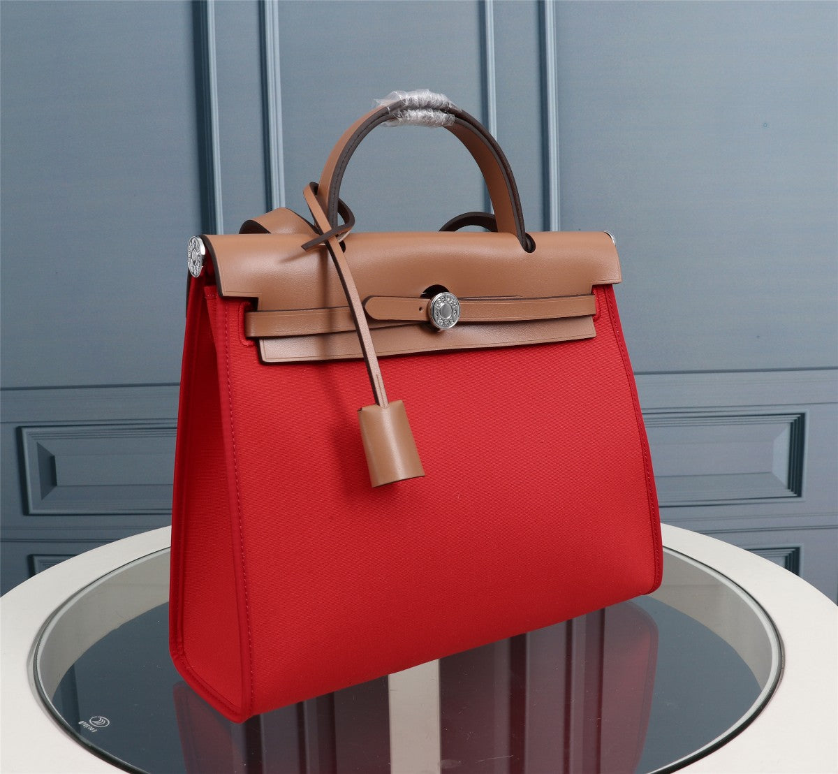 HM HERBAG ZIP 31 TOILE ROUGE ET CIDRE