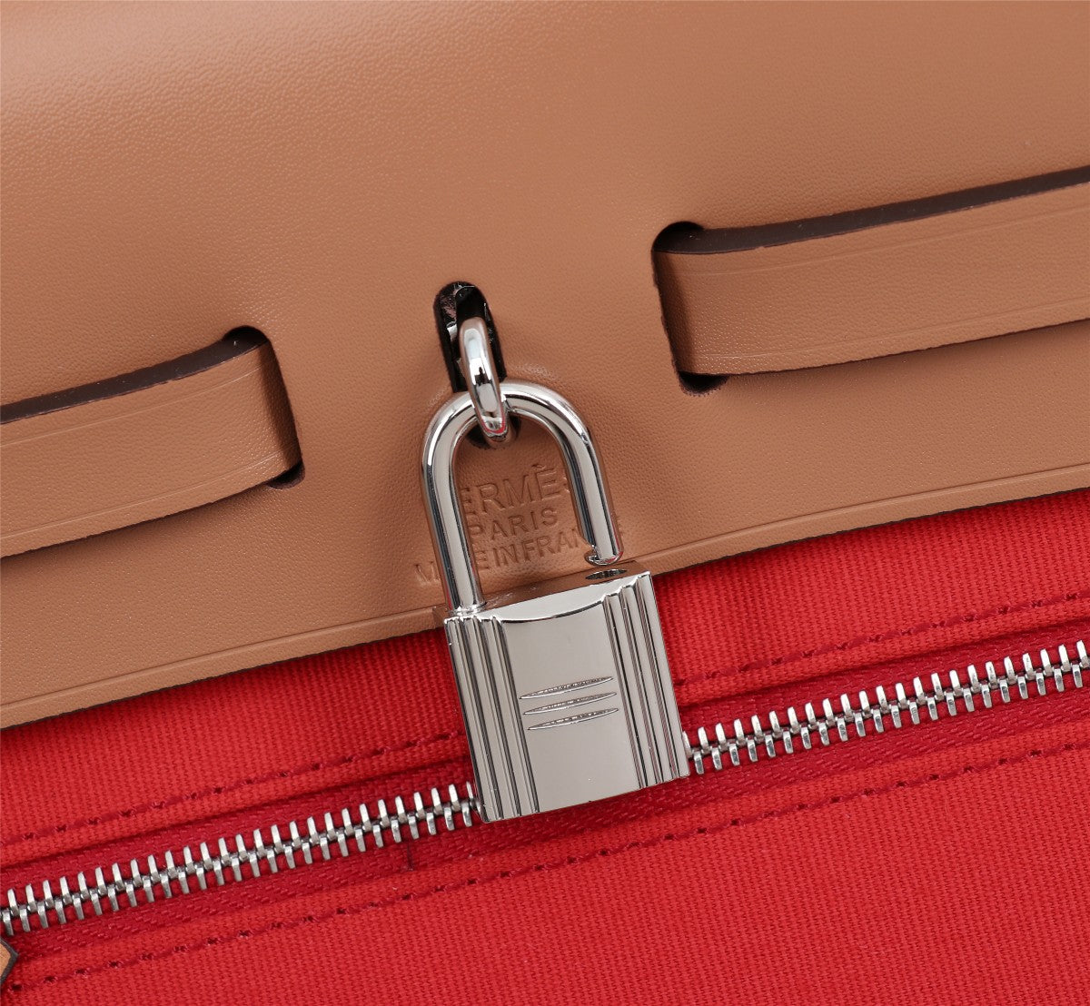 HM HERBAG ZIP 31 TOILE ROUGE ET CIDRE
