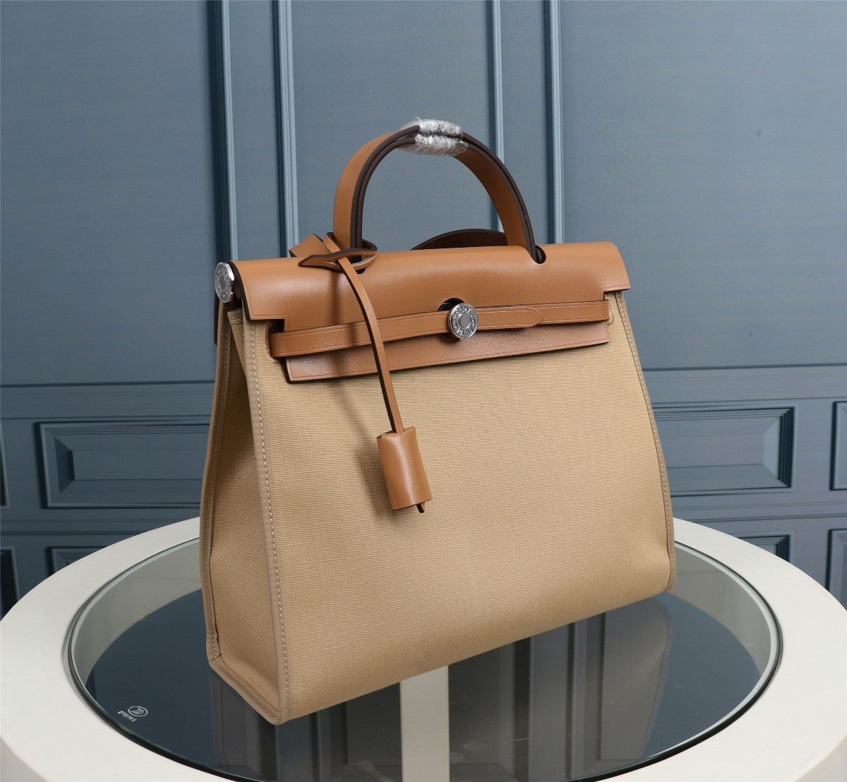 HM HERBAG ZIP 31 TOILE KAKI ET BRONZE