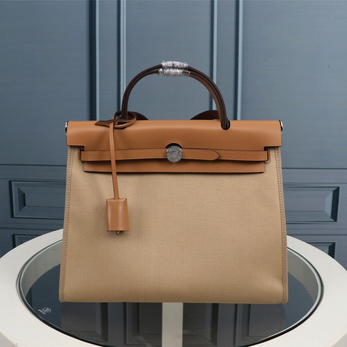 HM HERBAG ZIP 31 TOILE KAKI ET BRONZE