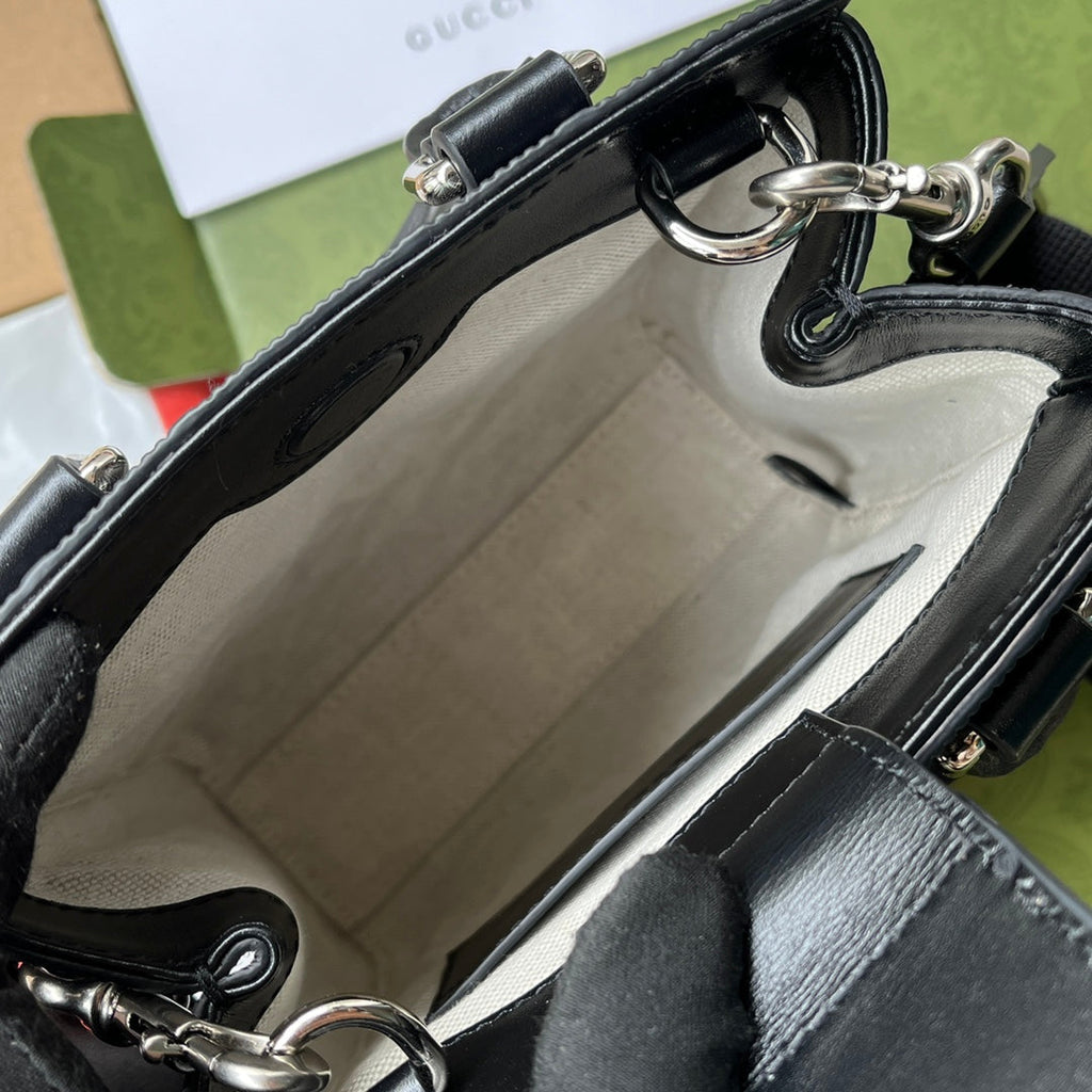 SAC CABAS 20 EN CUIR DE VEAU NOIR GAUFRÉ