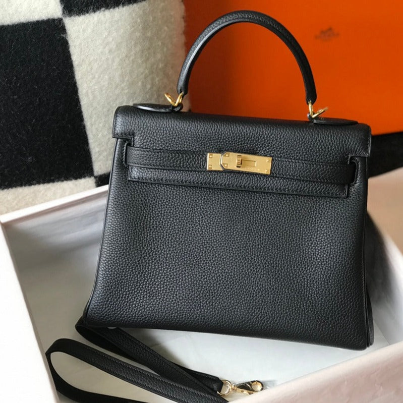 HM ケリー 32cm ブラック トーゴレザー ゴールド金具