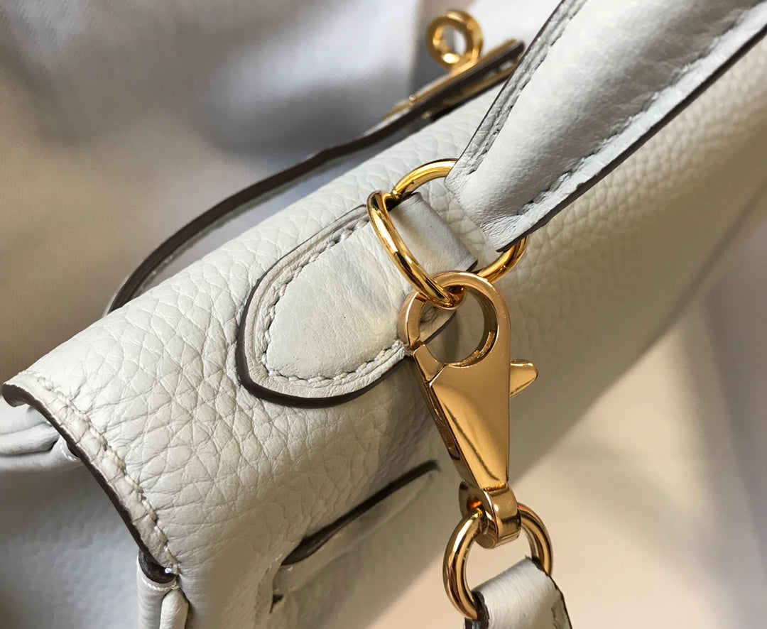 HM ケリー 32cm ホワイト トーゴレザー ゴールド金具