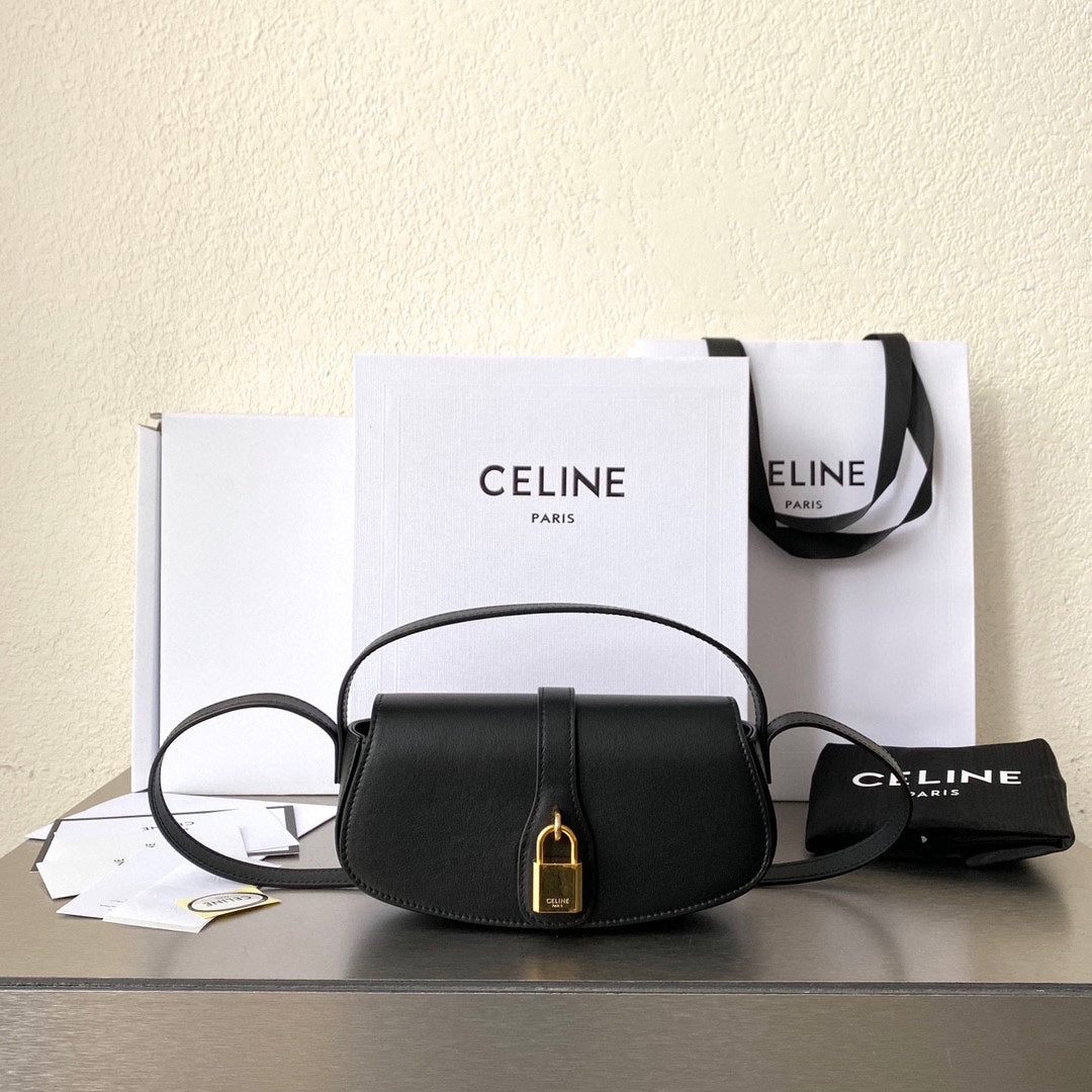 MINI SAC 18 CADENAS EN CUIR DE VEAU NOIR