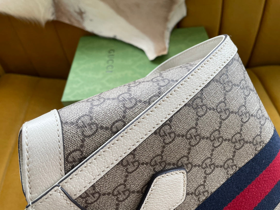 SAC CABAS GG OPHIDIA 24 EN TOILE BEIGE ET CUIR DE VEAU BLANC