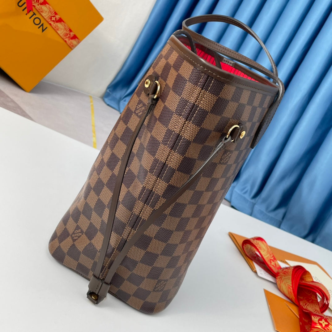 NEVERFULL MM 32 MARRON ROUGE DAMIER AZUR 
