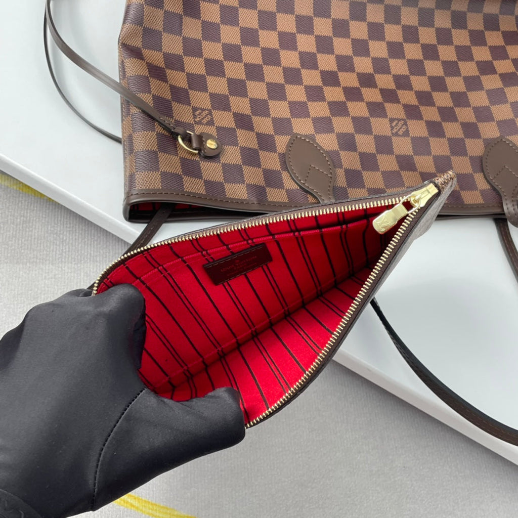 NEVERFULL MM 32 MARRON ROUGE DAMIER AZUR 