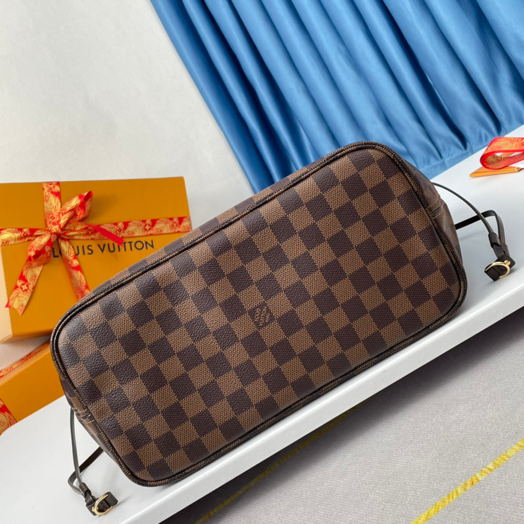 NEVERFULL MM 32 MARRON ROUGE DAMIER AZUR 