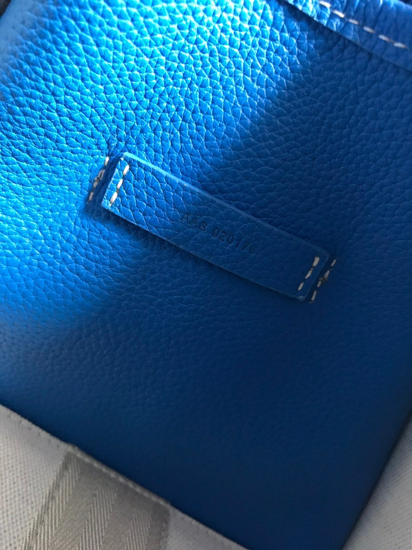 SAC HARDY PM 40 EN TOILE GOYARDINE BLEU CIEL ET GARNITURES EN CUIR TAURILLON