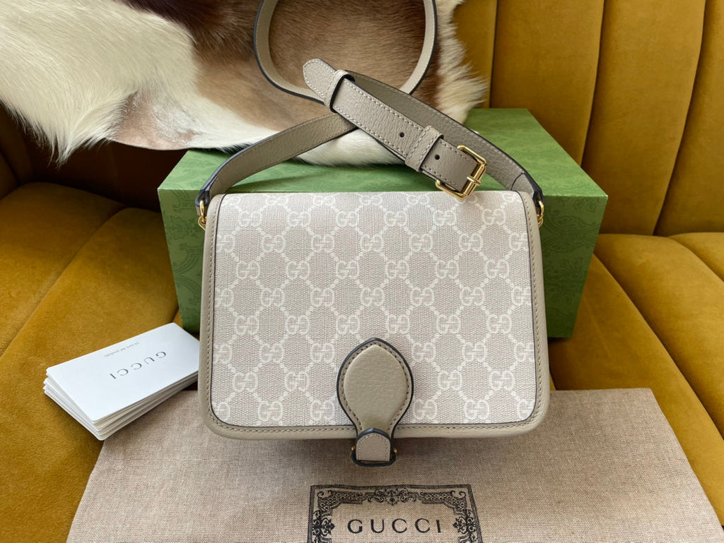 MINI SAC BANDOULIÈRE 20 AVEC G ENTRELACÉS EN TOILE BEIGE