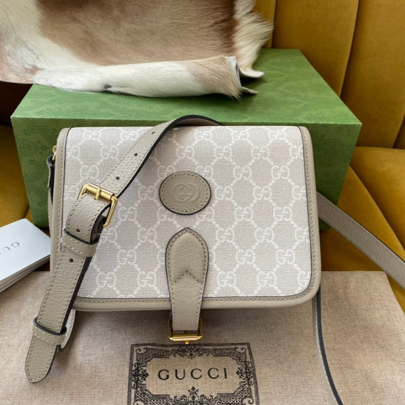 MINI SAC BANDOULIÈRE 20 AVEC G ENTRELACÉS EN TOILE BEIGE