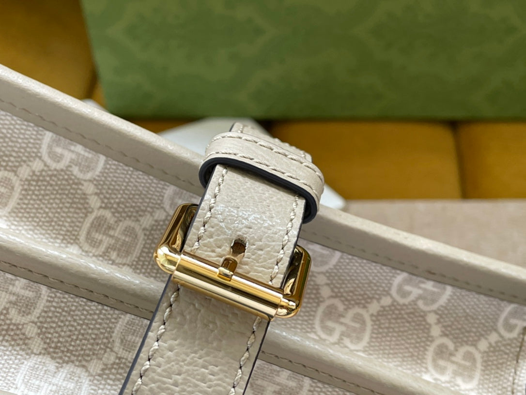 MINI SAC BANDOULIÈRE 20 AVEC G ENTRELACÉS EN TOILE BEIGE