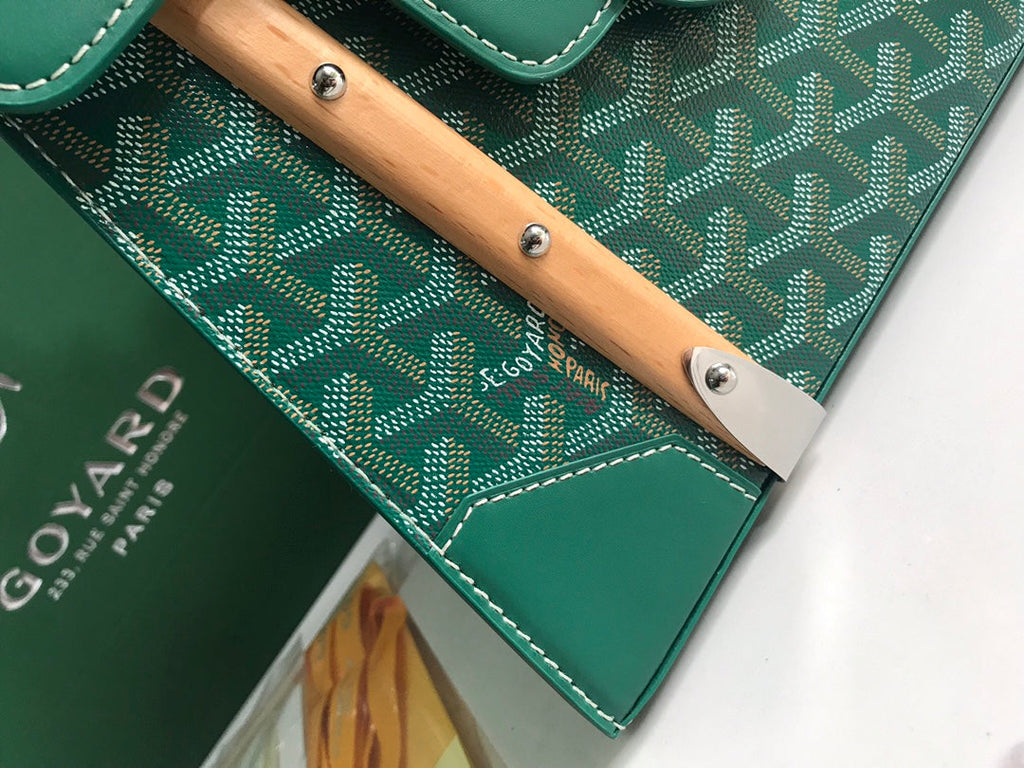 SAC SAÏGON PM 28 EN TOILE GOYARDINE VERTE ET CUIR DE VEAU