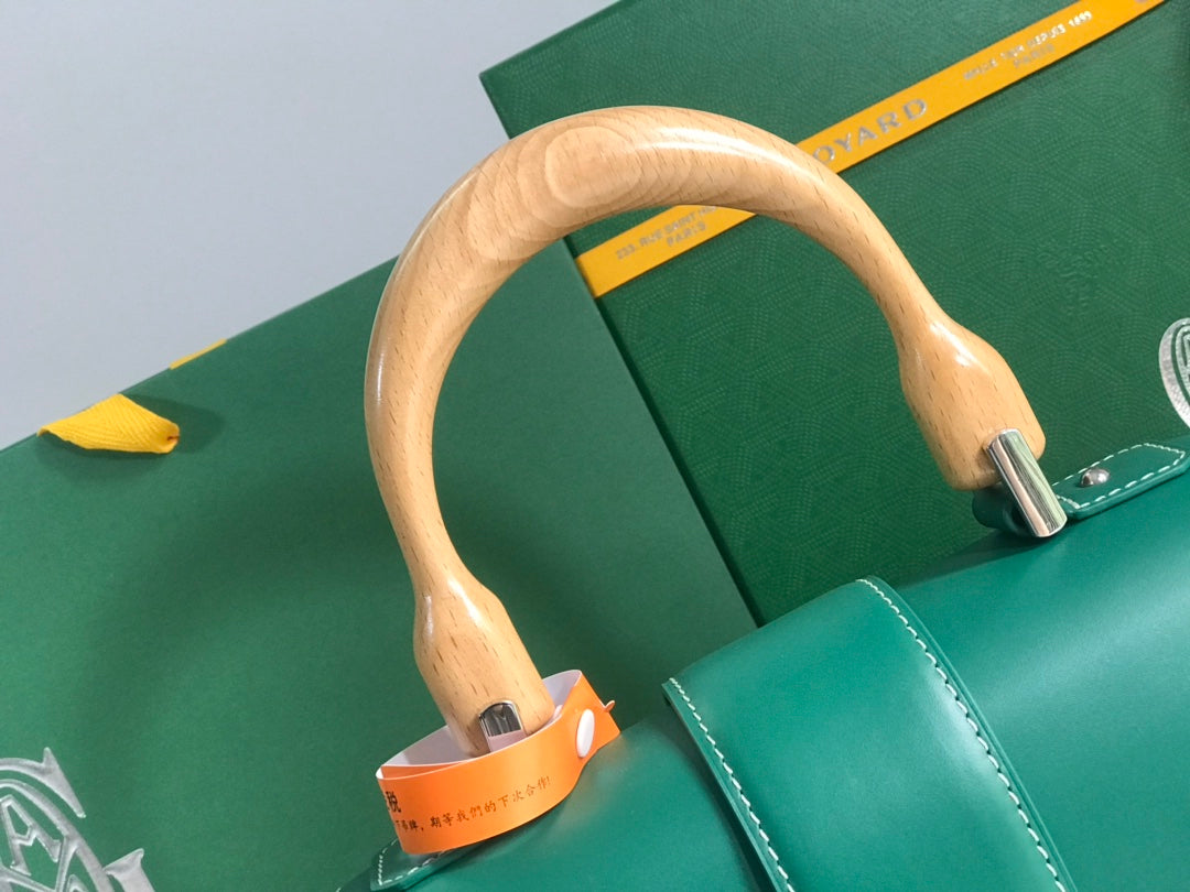 SAC SAÏGON PM 28 EN TOILE GOYARDINE VERTE ET CUIR DE VEAU
