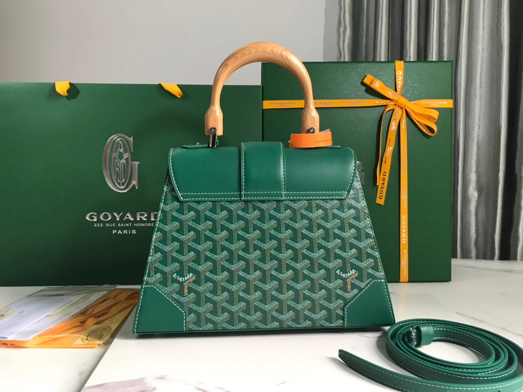 SAC SAÏGON PM 28 EN TOILE GOYARDINE VERTE ET CUIR DE VEAU