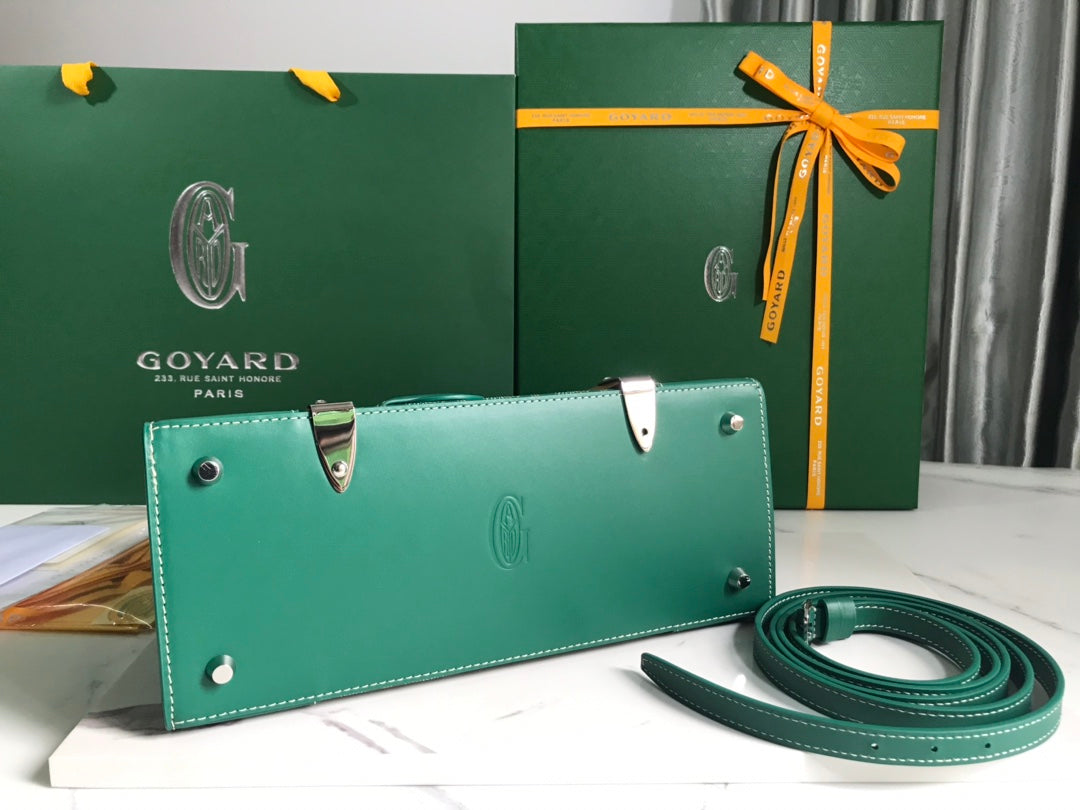 SAC SAÏGON PM 28 EN TOILE GOYARDINE VERTE ET CUIR DE VEAU