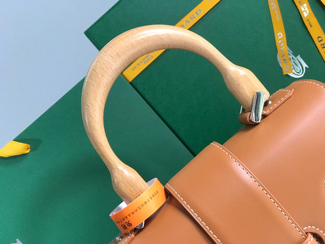SAC SAÏGON PM 28 EN TOILE GOYARDINE MARRON ET CUIR DE VEAU
