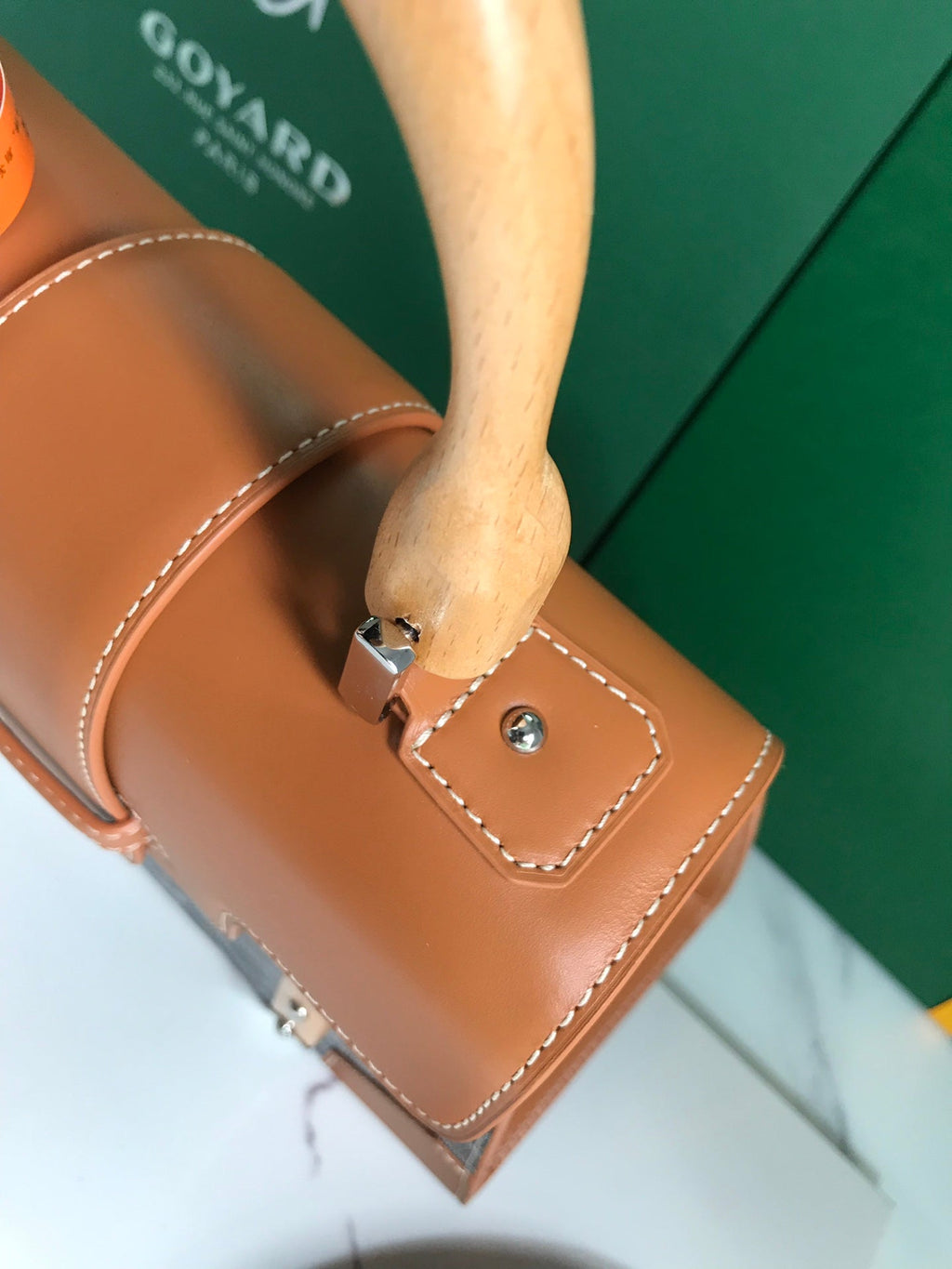 SAC SAÏGON PM 28 EN TOILE GOYARDINE MARRON ET CUIR DE VEAU