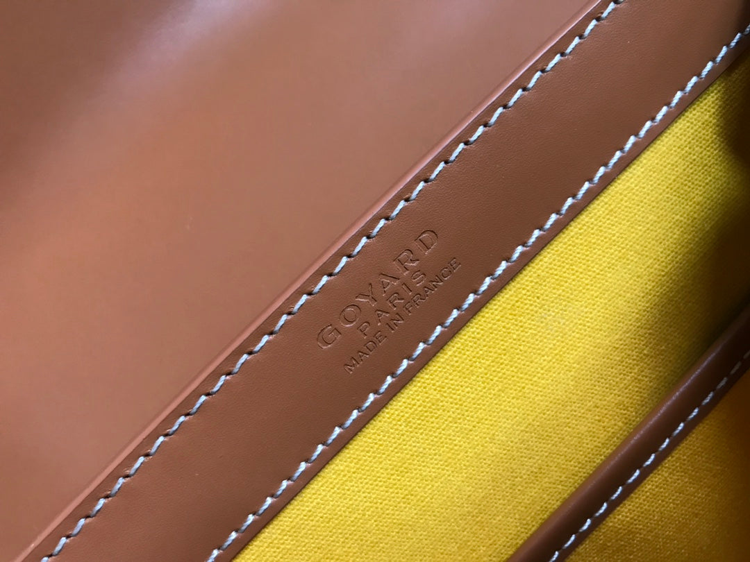 SAC SAÏGON PM 28 EN TOILE GOYARDINE MARRON ET CUIR DE VEAU
