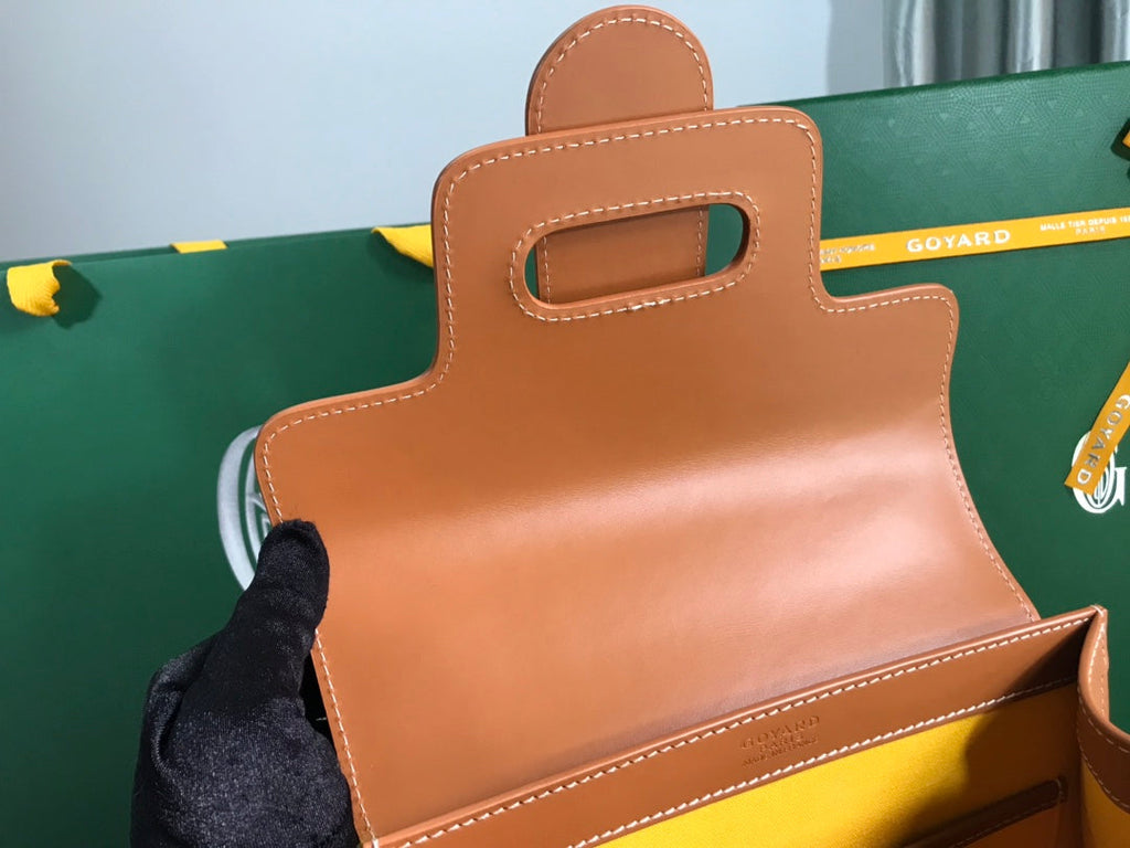 SAC SAÏGON PM 28 EN TOILE GOYARDINE MARRON ET CUIR DE VEAU