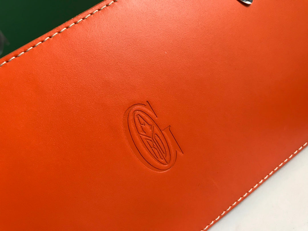SAC SAÏGON PM 28 EN TOILE GOYARDINE ROUGE ORANGE ET CUIR DE VEAU